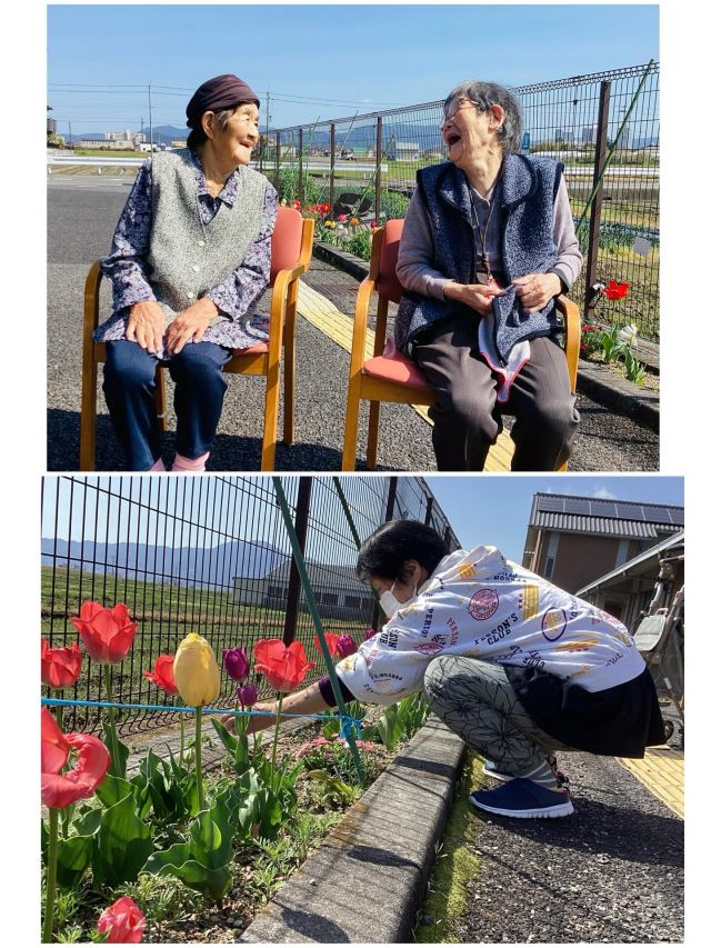 デイサービスセンターなぎさです。
いつもいいねありがとうございます。👍

ぽかぽか陽気の中、チューリップが満開🌷
外に出て日光浴と写真撮影を楽しみました📸
春の光☘️に包まれて、皆さまの素敵な笑顔😊がたくさん見られました✨

#デイサービスセンターなぎさ #春のひととき #チューリップ #日光浴 #笑顔